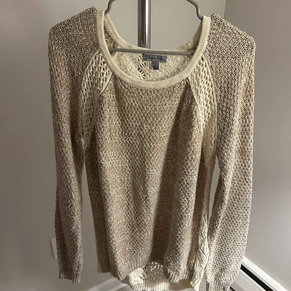 Cream knit sweater size L Olivia sky